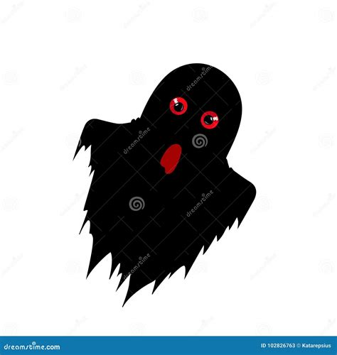 Ghost Silhouette with Predatory Red Eyes Isolated on White Stock Vector - Illustration of ...