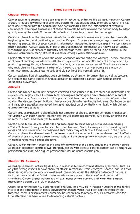 Silent Spring Summary - Silent Spring Summary Chapter 14-Summary Cancer ...