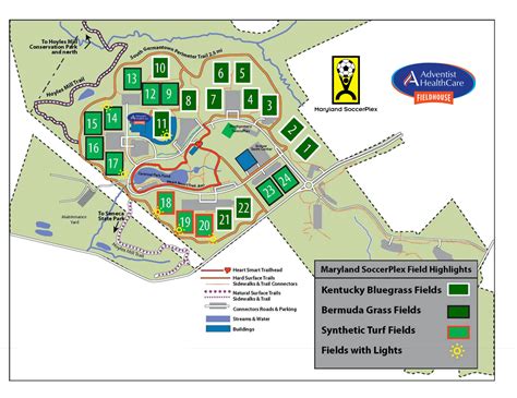 Field Map | Maryland Soccerplex & Adventist Healthcare Fieldhouse