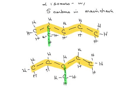 Draw two isomers with 5 carbon atoms in the main chain. Be sure to ...