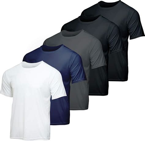 5 Pack: Men’s Dry-Fit Moisture Wicking Active Athletic Performance Crew ...