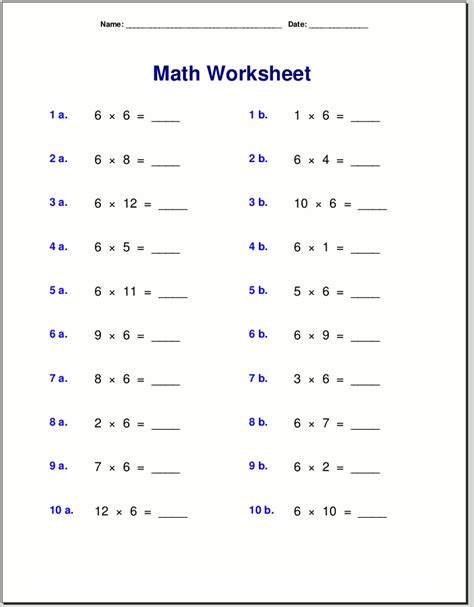 6 Times Table Worksheets | Activity Shelter