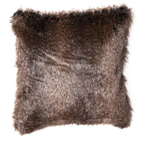 50cm Dark Brown Faux Fur Cushion - More Production Ltd