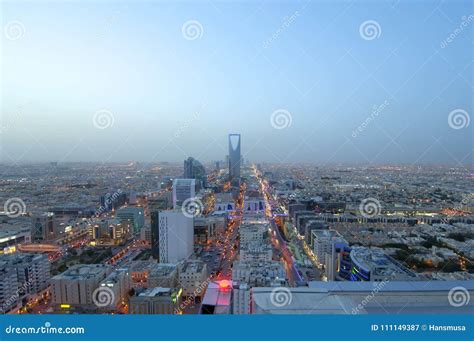 Riyadh Skyline At Night #2, Showing Kingdom Tower Royalty-Free Stock ...