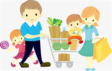 Family Grocery Shopping | Grocery shop, Grocery, People illustration