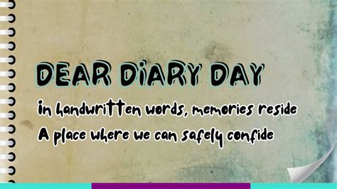 Dear Diary Day - FMF Blog