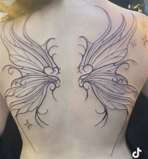 Fairy Wing Tattoo on Upper and Lower Back