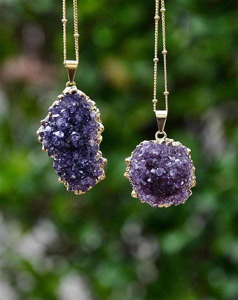 February Amethyst Birthstone Necklace ~ Purple Flower Cluster Stone ...