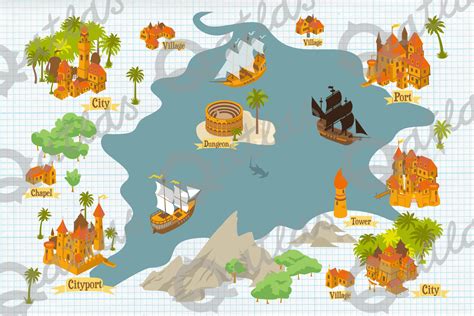 Map builder illustrations for fantasy and medieval map 3 ...