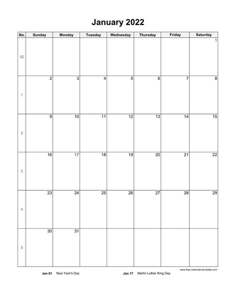 2022 Monthly Calendar (Blank Vertical Template) | Free-calendar ...