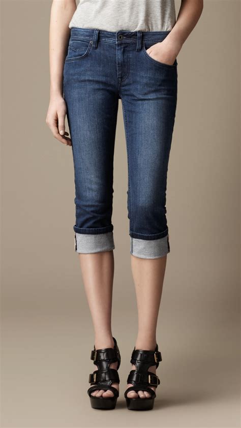 Lyst - Burberry Buckingham Skinny Fit Capri Jeans in Blue