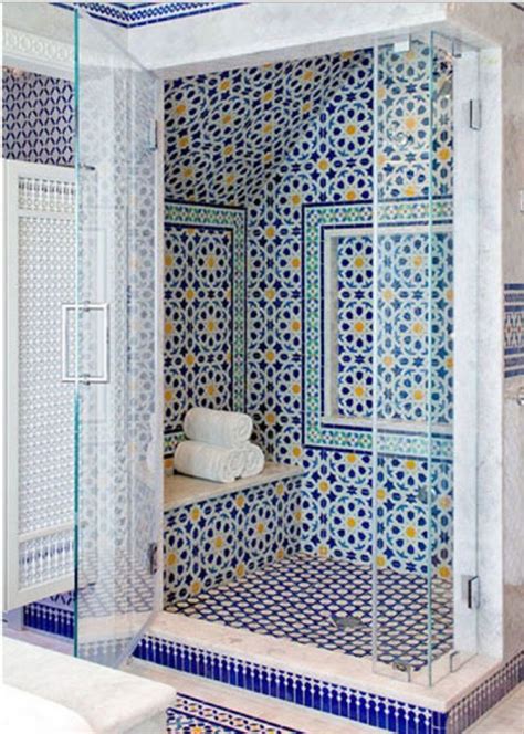 Blue Moroccan Mosaic Tile Bathroom in Cape Cod