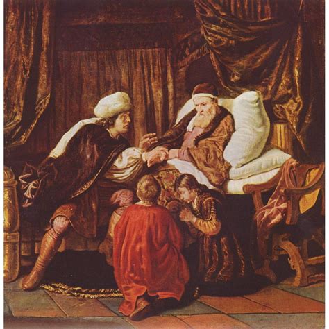 Victors, Jan - Jacob Blessing The Sons Joseph-12 Inch By 18 Inch Laminated Poster With Bright ...