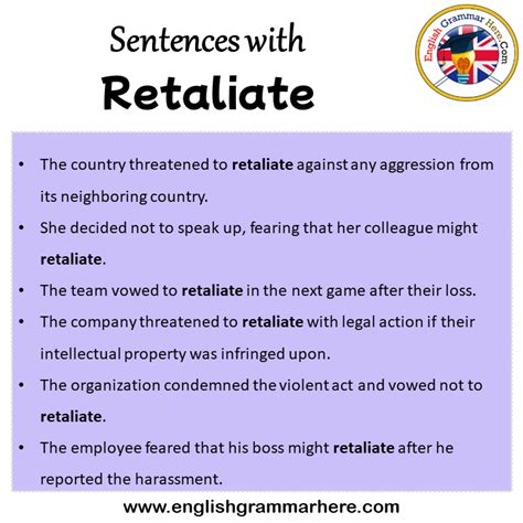 Sentences with Retaliate, Retaliate in a Sentence in English, Sentences ...