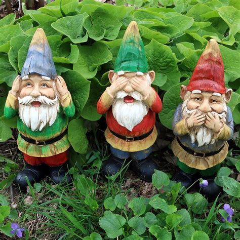 Sunnydaze Three Wise Gnomes, Hear No Evil, Speak No Evil, See No Evil ...