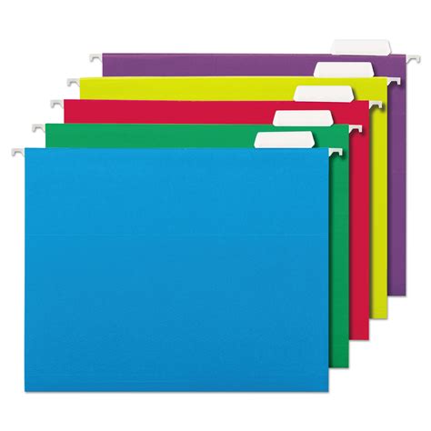 Deluxe Bright Color Hanging File Folders, Letter Size, 1/5-Cut Tab ...