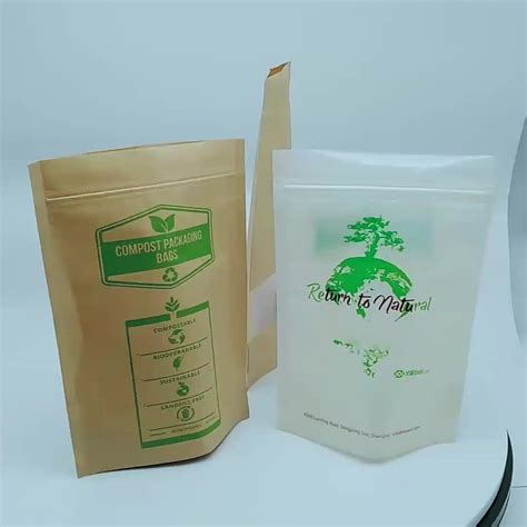 Compostable Resealable Plastic Pouch Food Grade Biodegradable Kraft Paper Zipper Bag - Buy Zip ...