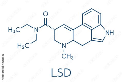 LSD (lysergic acid diethylamide) psychedelic drug molecule. Skeletal formula. Stock Vector ...