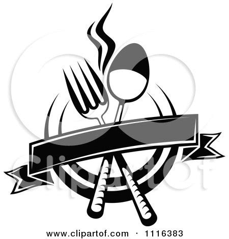 Clipart Black And White Dining And Restaurant Menu Silverware Banner ...