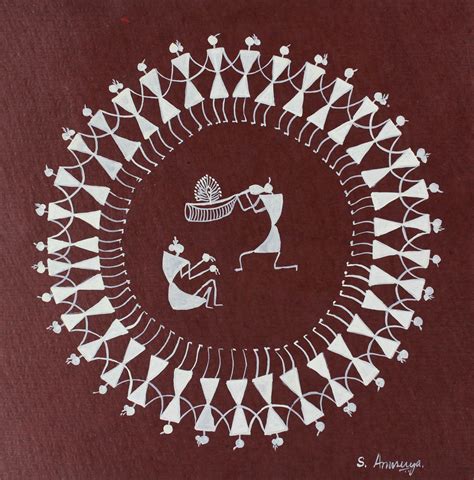 Warli painting - Tarpa Dance | NOVICA