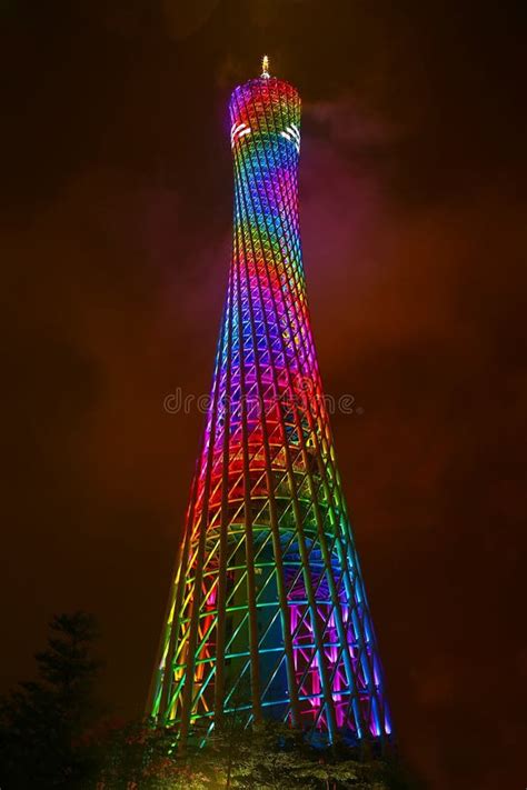 Colorful Canton Tower in Guangzhou China Night Scenes Editorial Stock ...