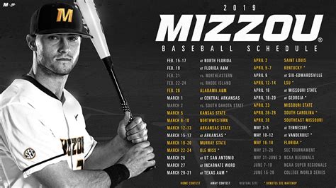 2019 Mizzou Baseball Schedule on Behance | Baseball, Sports design, Mizzou