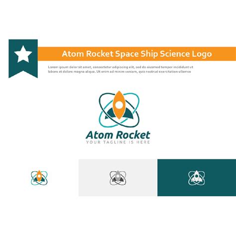 Atom Rocket Space Ship Modern Science Technology Logo