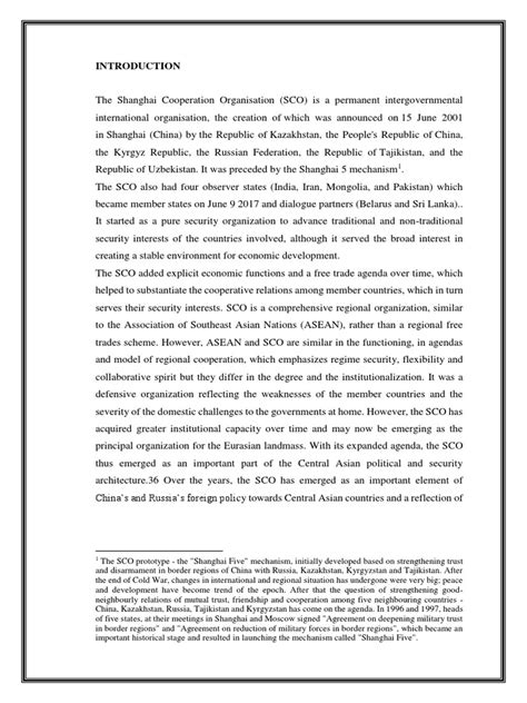 The Shanghai Cooperation Organisation | PDF | Central Asia | Global ...