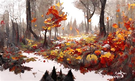 Premium Photo | A beautiful painting of the autumn forest