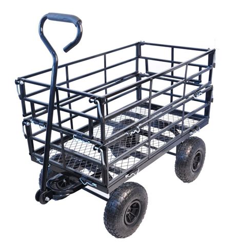 HOTEBIKE 5.34 cu. ft. Heavy-Duty Metal Utility Cart Garden Cart in Black 550 lbs. JIANG010264 ...