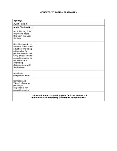 Printable Corrective Action Plan Template - Printable Templates