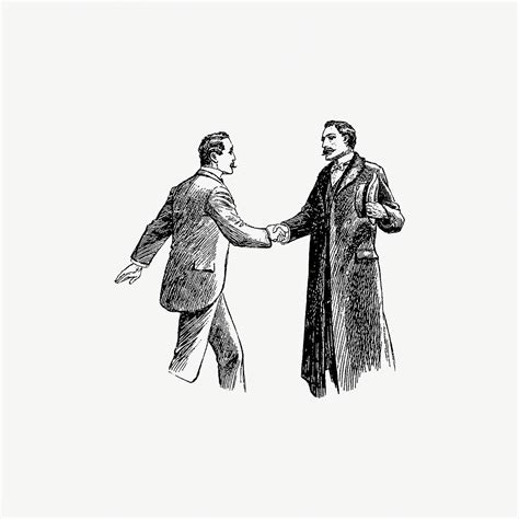 Gentlemen shaking hands | Free public domain illustration