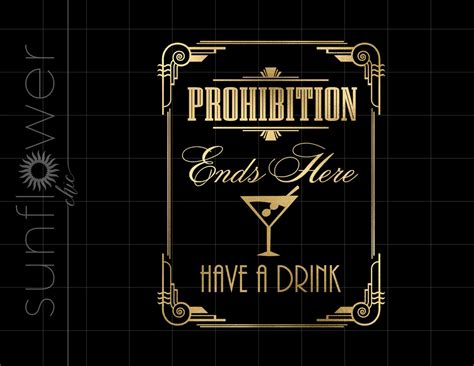 Gold Art Deco Prohibition Ends Here Png Downloads Gold Foil Gatsby ...