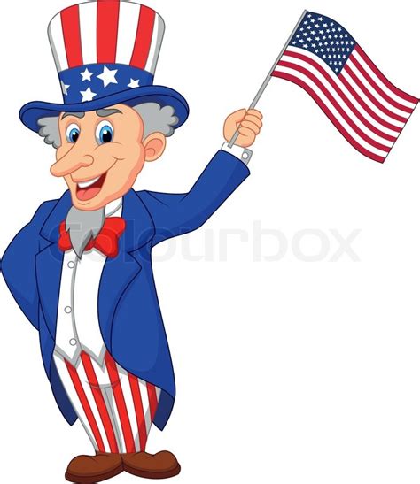 cartoon american flag Uncle sam cartoon holding american flag stock vector colour jpg – Clipartix