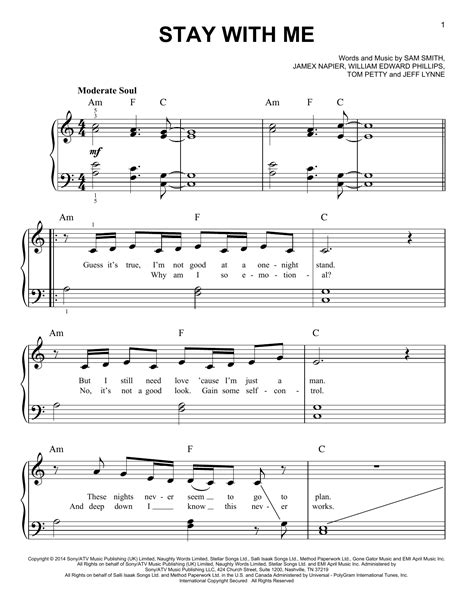 Stay With Me by Sam Smith Sheet Music for Easy Piano at Sheet Music Direct