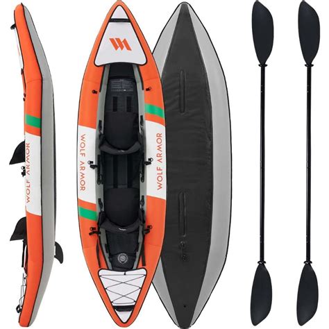 WOLF ARMOR Inflatable Recreational Touring Kayak with EVA Padded Seats ...