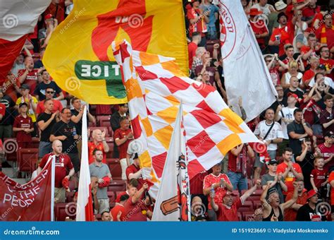 Madrid, Spain - 01 MAY 2019: Liverpool Fans in the Stands Support the ...