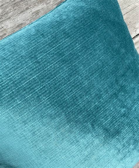 “Prussia:” Dark Turquoise Velvet Upholstery Fabric by the yard / Striae Velvet Fabric / High End ...