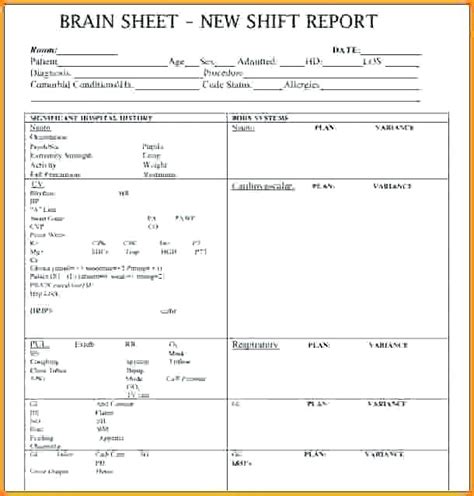 Free Cna Report Sheet Templates