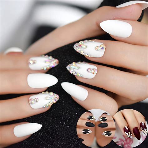 2019 MJewelly Fake Nails Custom Matte Rhinestones 3d Handmade Press On ...