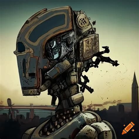 Post-apocalyptic robot from the genesis series on Craiyon