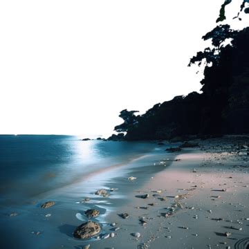 Beautiful Night Time Beach, Beach, Night, Sea PNG Transparent Image and ...