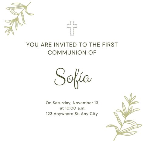 First Holy Communion Blank Invitations