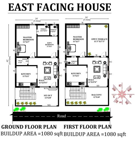 35x379 3bhk East Facing House Plan As Per Vastu Shastraautocad Dwg ...