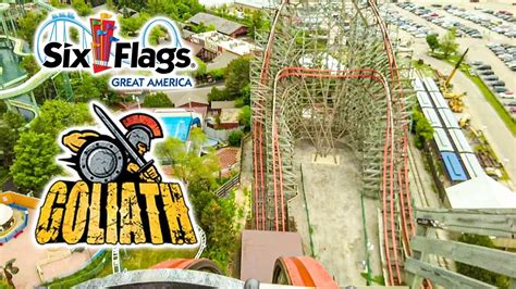 2019 Six Flags Great America Goliath Roller Coaster On Ride Front Seat ...