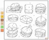 Color By Number Cheeseburger coloring Page  Free Printable Coloring Pages sketch template