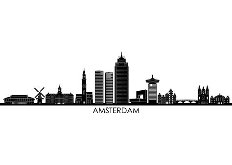 AMSTERDAM Holland Netherlands SKYLINE City Outline Silhouette - Etsy