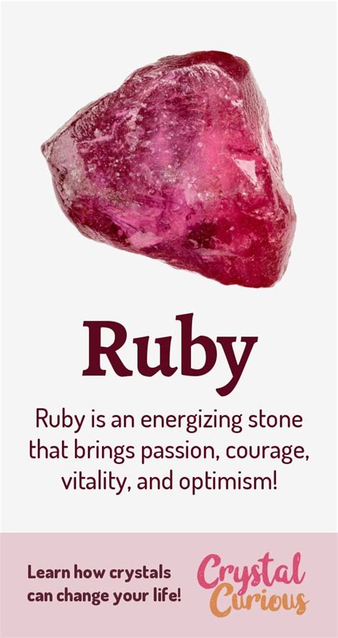 Ruby Meaning & Healing Properties. Ruby is an energizing stone that ...