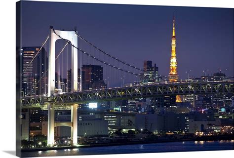 Rainbow bridge and Tokyo Bay from Odaiba, Tokyo, Japan Wall Art, Canvas Prints, Framed Prints ...