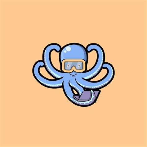 Premium Vector | Cute Octopus Working On Laptop Cartoon Vector Icon Illustration